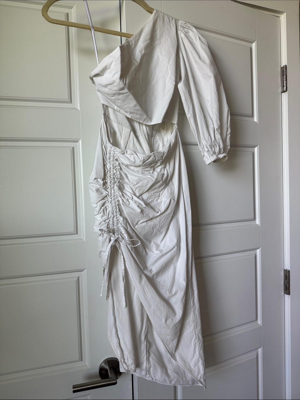 One-Shoulder White Ruched Dress - Picture 8 of 8